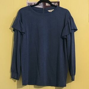 Matilda Jane Navy Ruffle-Shoulder Long Sleeve Tee